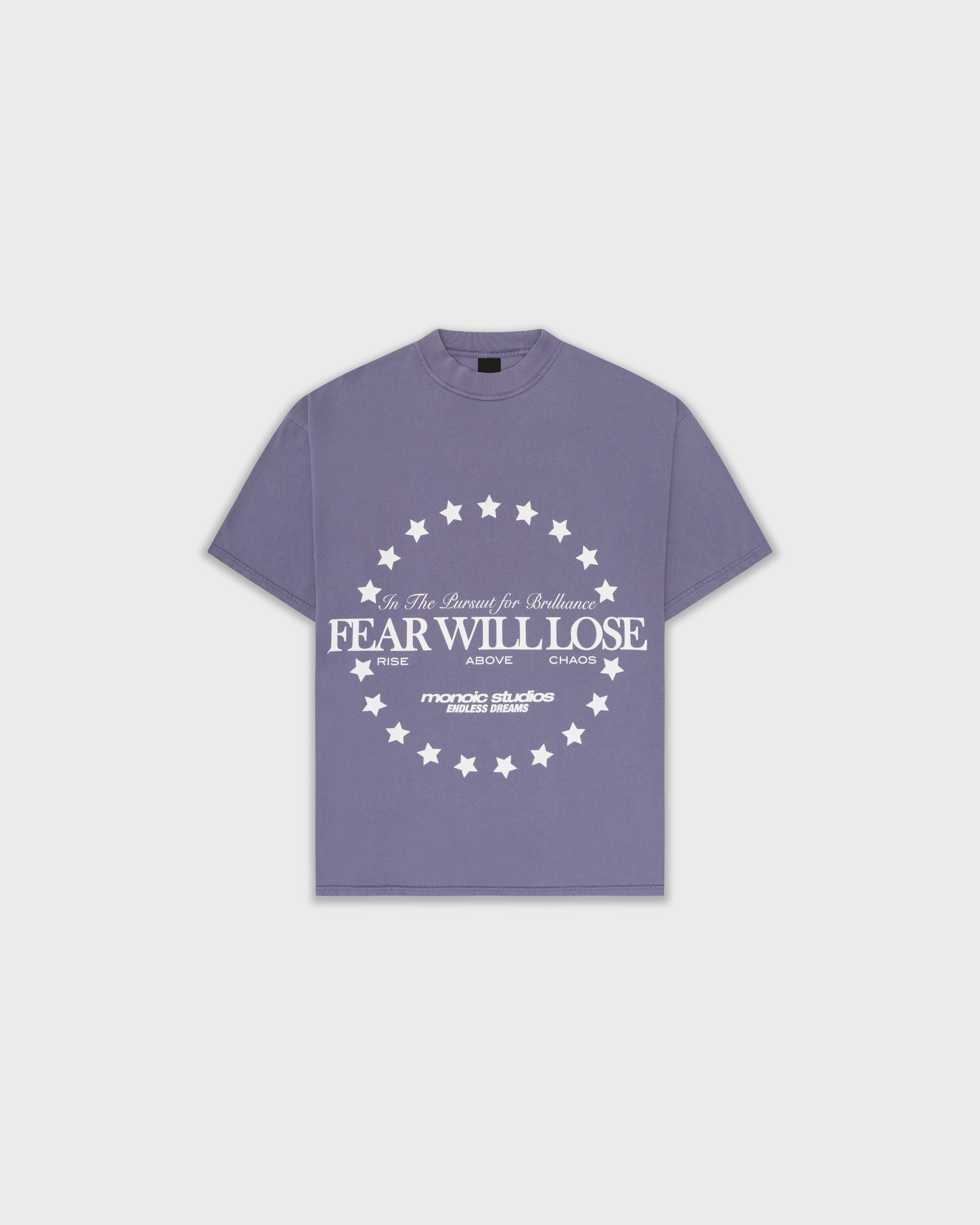 Camiseta Fear Will Lose Morado Desgastado | Camisetas Endless Dreams | Monoic Studios