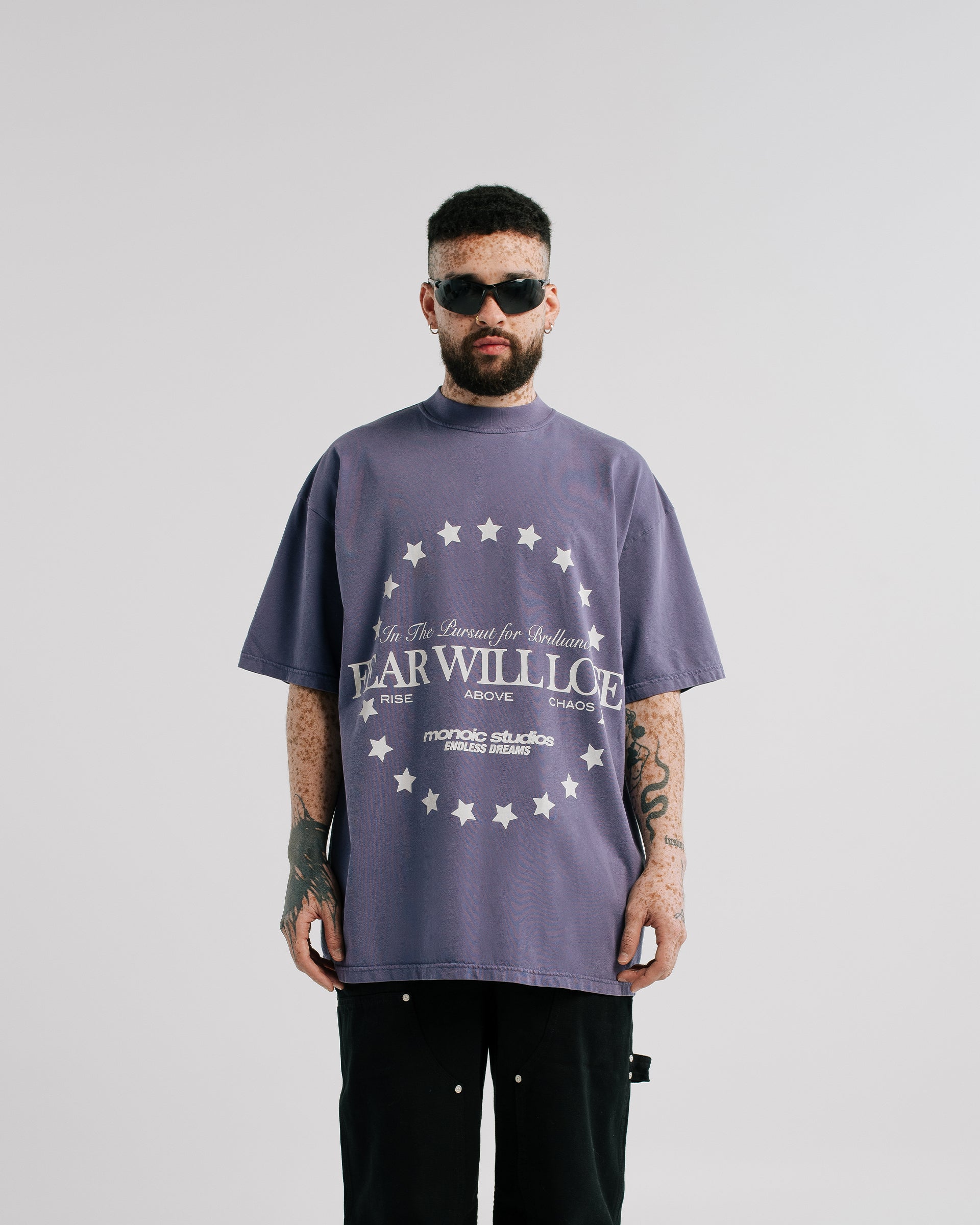 Camiseta Fear Will Lose Morado Desgastado | Camisetas Endless Dreams | Monoic Studios