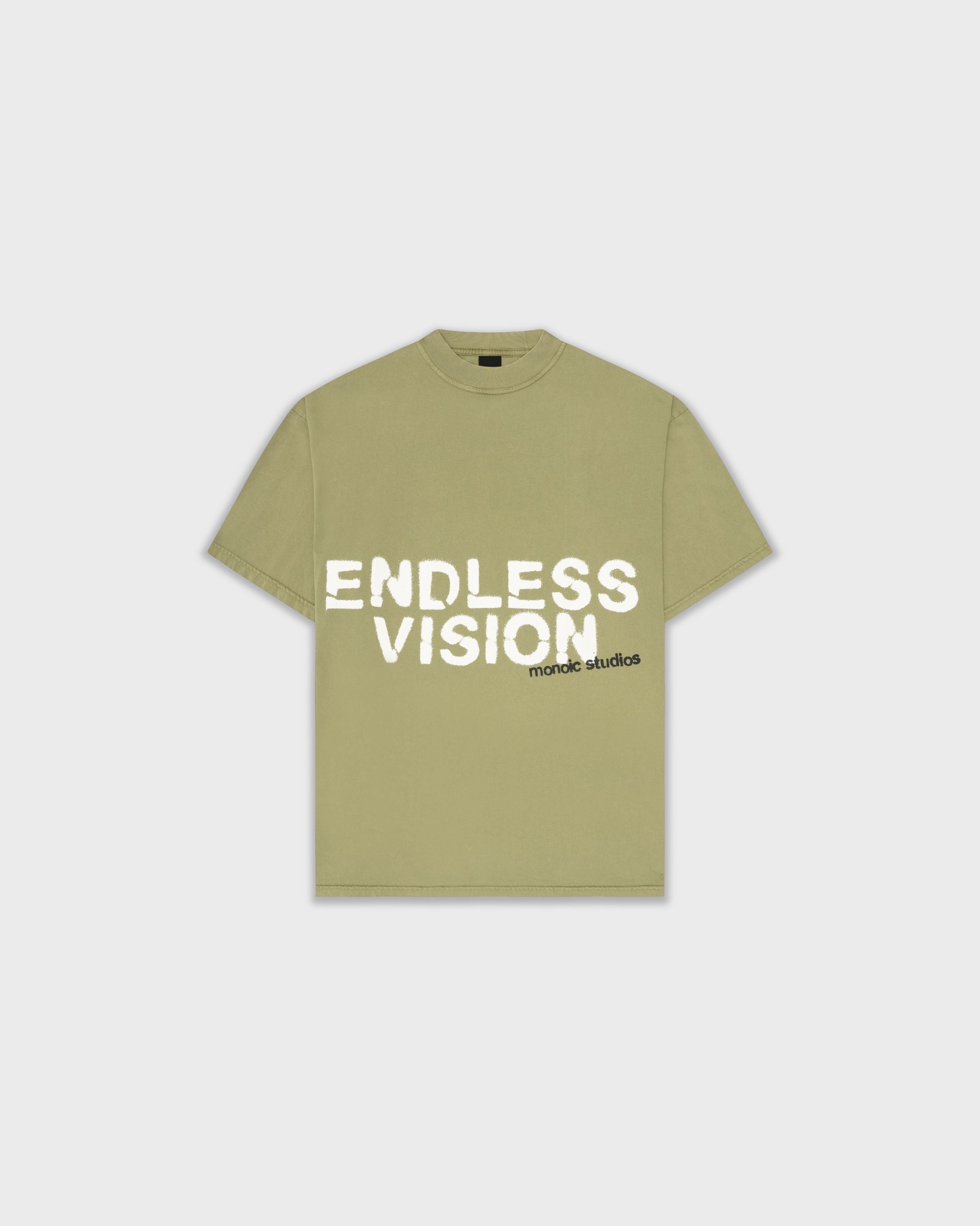 Camiseta Endless Vision Verde Oliva Desgastado | Camisetas Endless Dreams | Monoic Studios