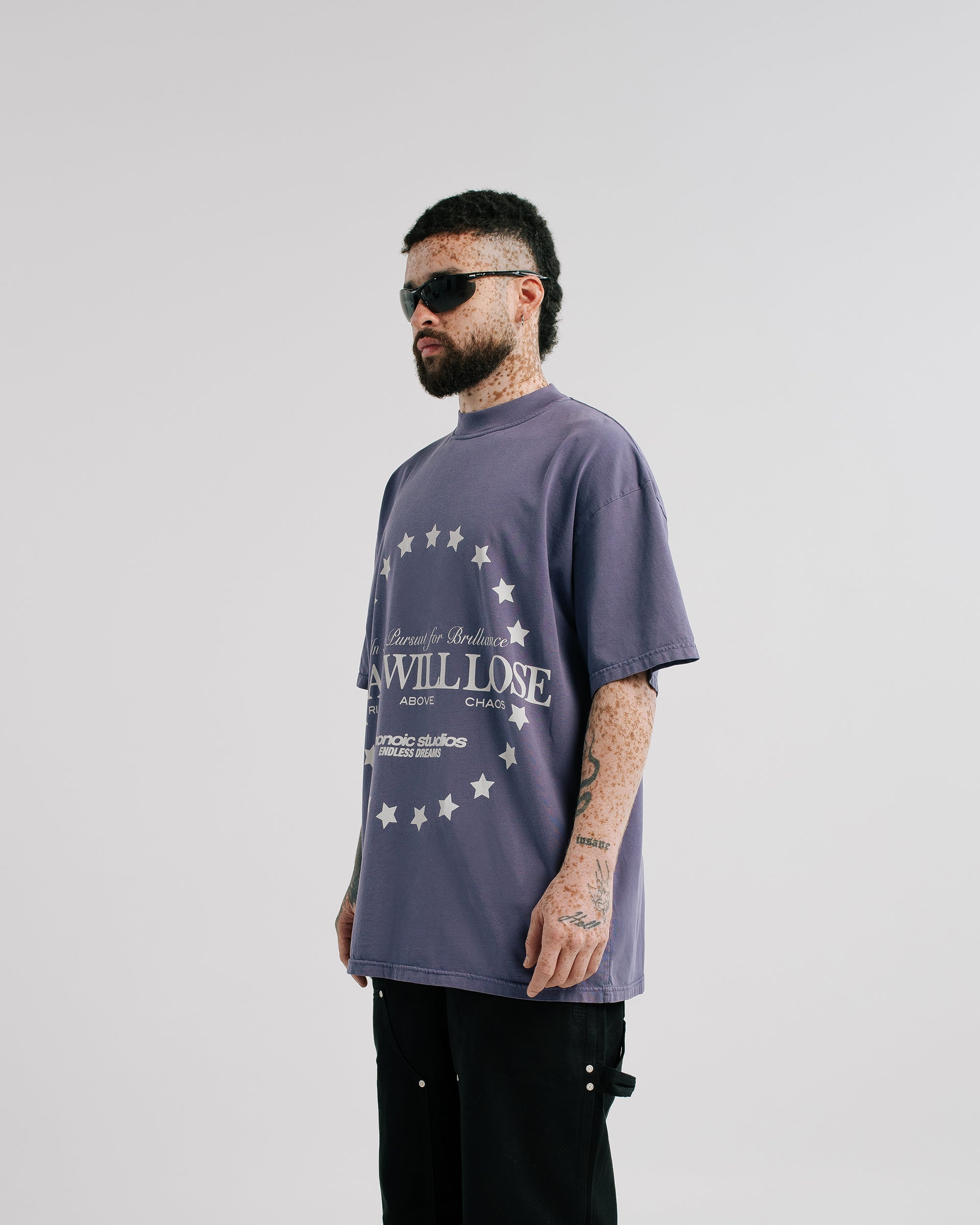 Camiseta Fear Will Lose Morado Desgastado | Camisetas Endless Dreams | Monoic Studios