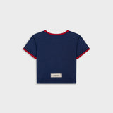 Monoic Paris Crop Top Navy Blue and Red | Parisian Dreams T-shirts | Monoic Studios