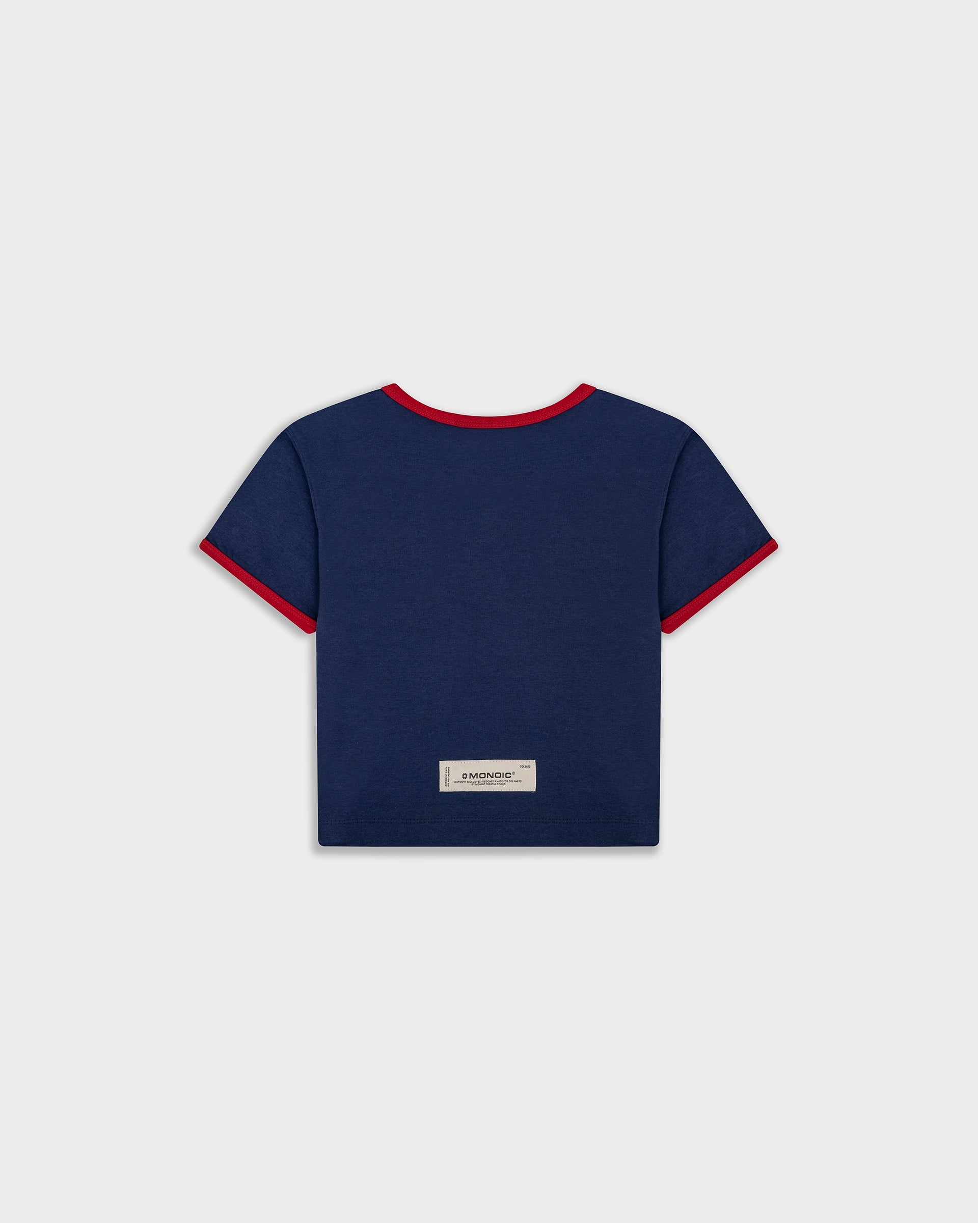 Monoic Paris Crop Top Navy Blue and Red | Parisian Dreams T-shirts | Monoic Studios