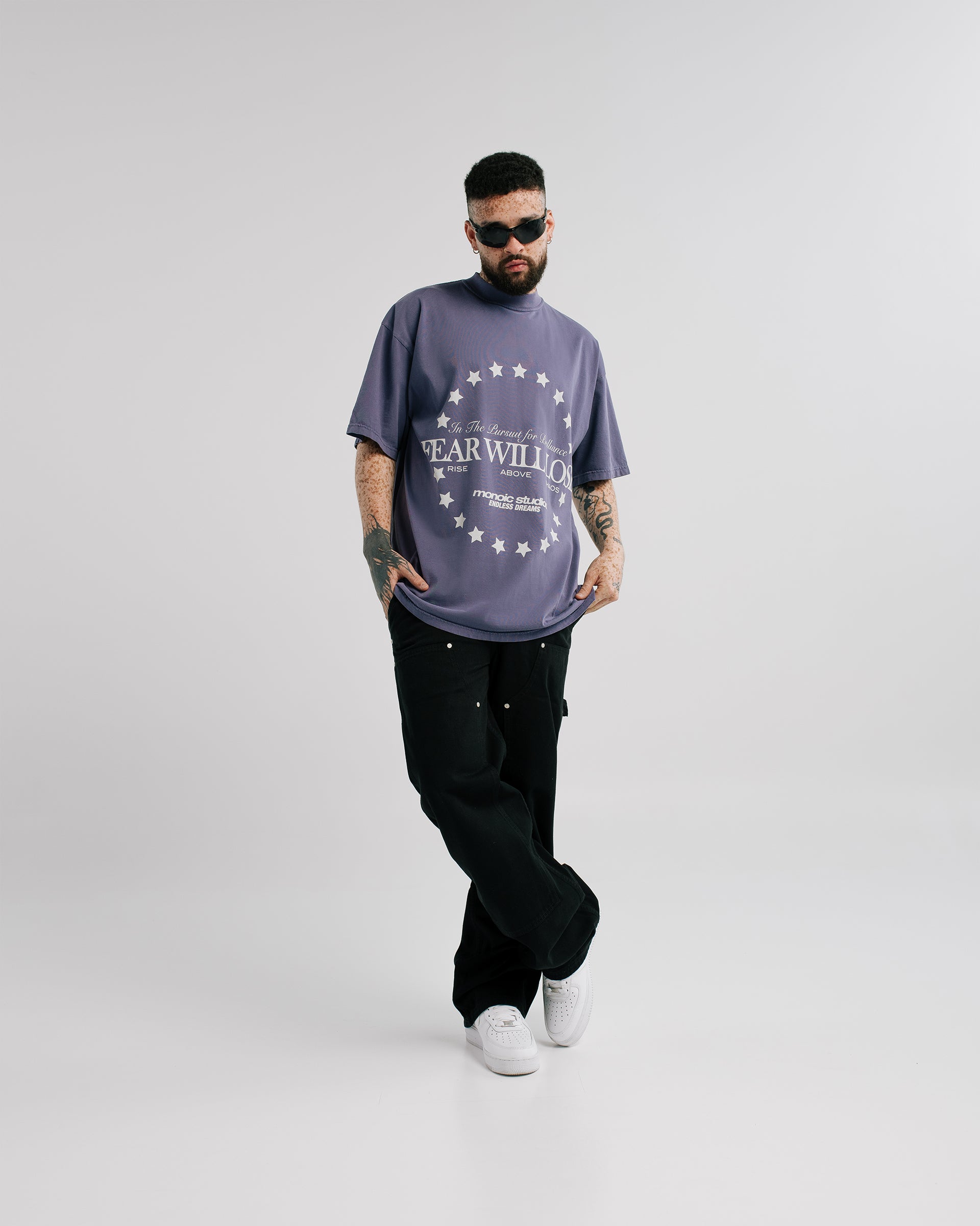 Camiseta Fear Will Lose Morado Desgastado | Camisetas Endless Dreams | Monoic Studios