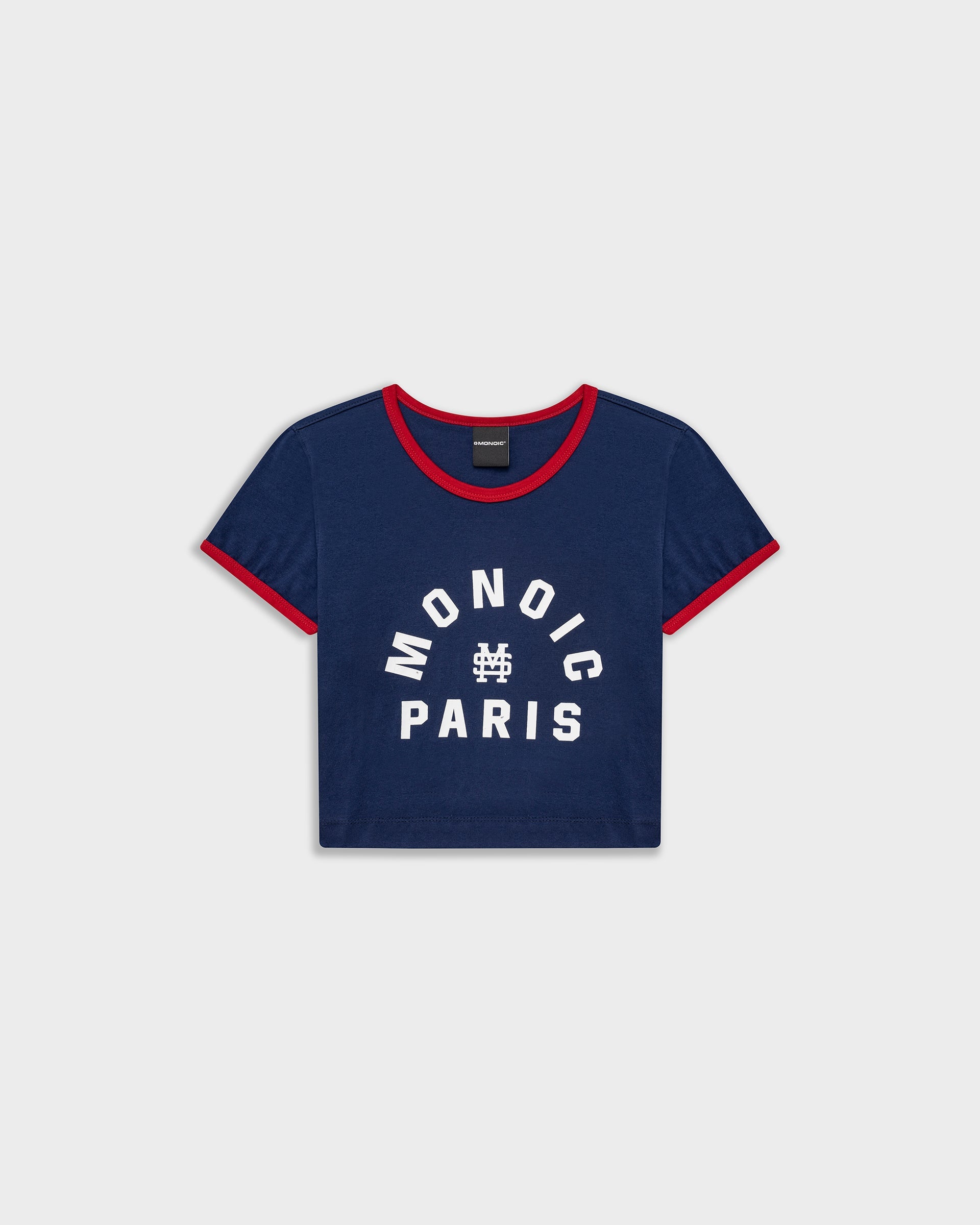 Monoic Paris Crop Top Navy Blue and Red | Parisian Dreams T-shirts | Monoic Studios