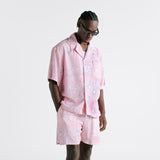 Paisly Bandana Cuban Shirt - Baby Pink