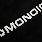 Black suede tote bag with laptop compartment and embroidered logo | MONOIC Studios bags