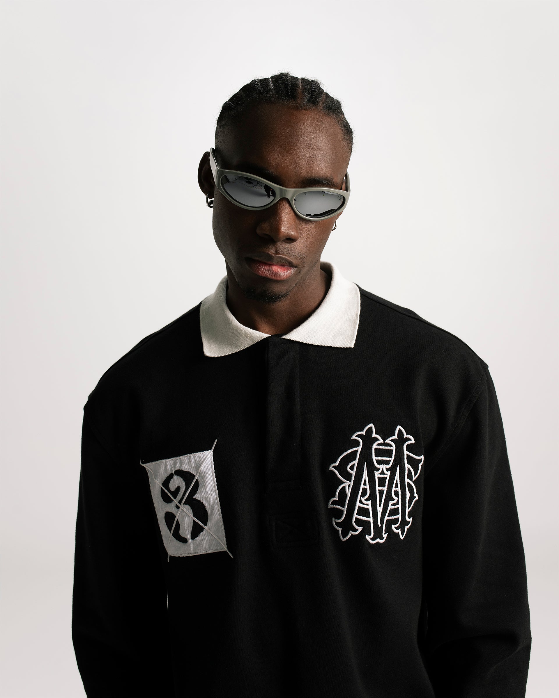 Jet Black Rugby Polo Shirt | Parisian Dreams T-shirts | Monoic Studios