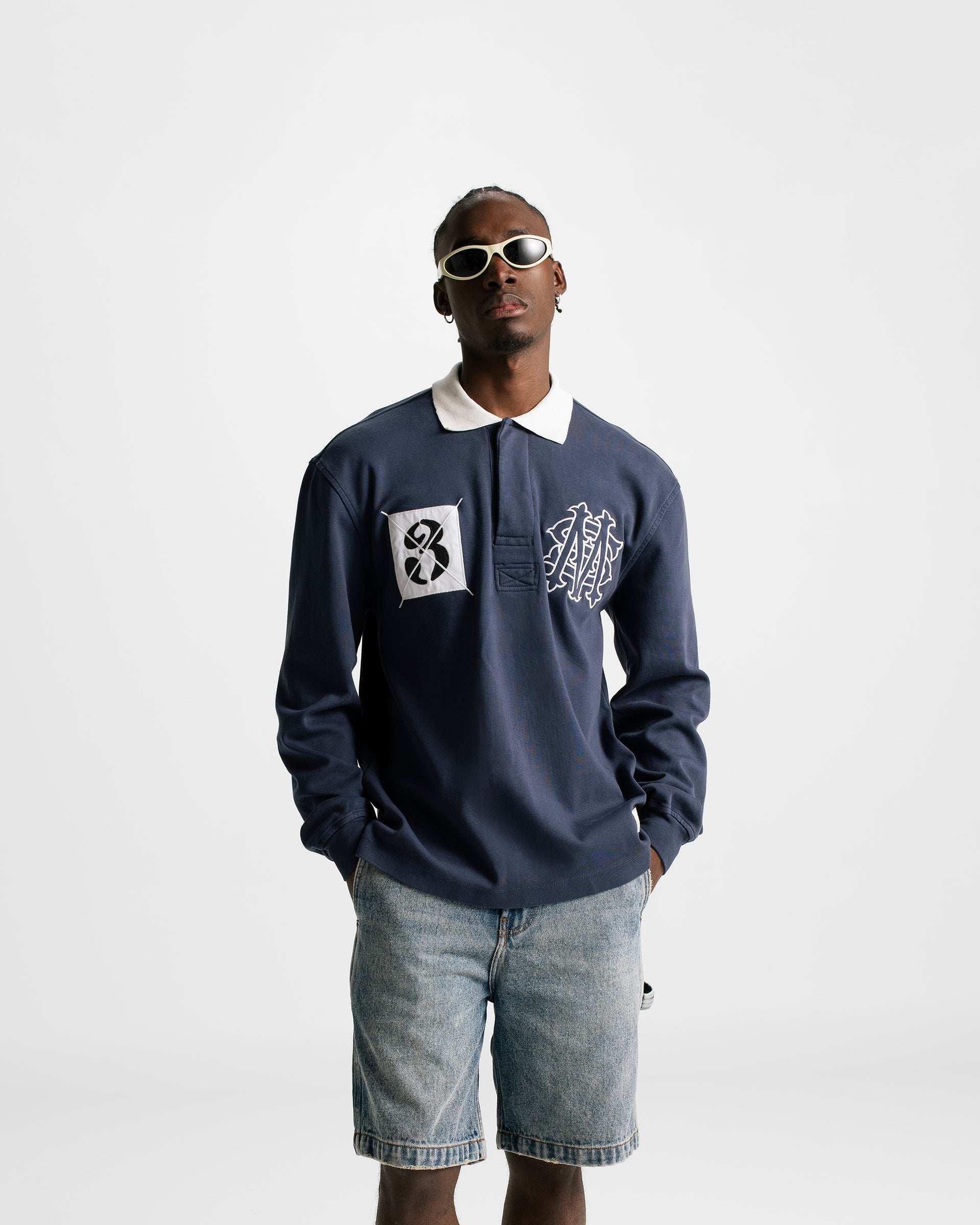 Navy Blue Rugby Polo Shirt | Parisian Dreams T-shirts | Monoic Studios