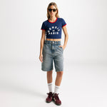 Monoic Paris Crop Top Navy Blue and Red | Parisian Dreams T-shirts | Monoic Studios