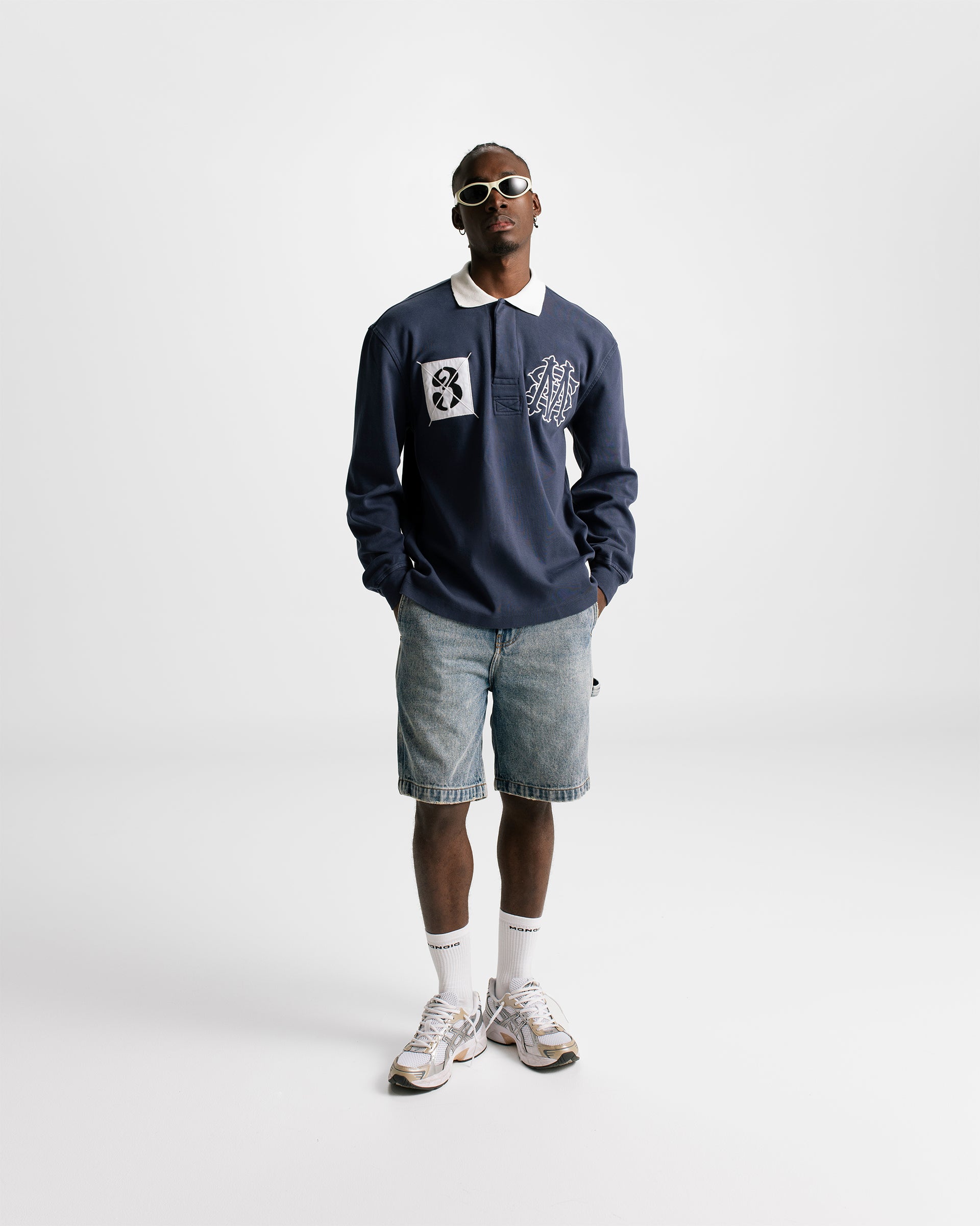 Navy Blue Rugby Polo Shirt | Parisian Dreams T-shirts | Monoic Studios