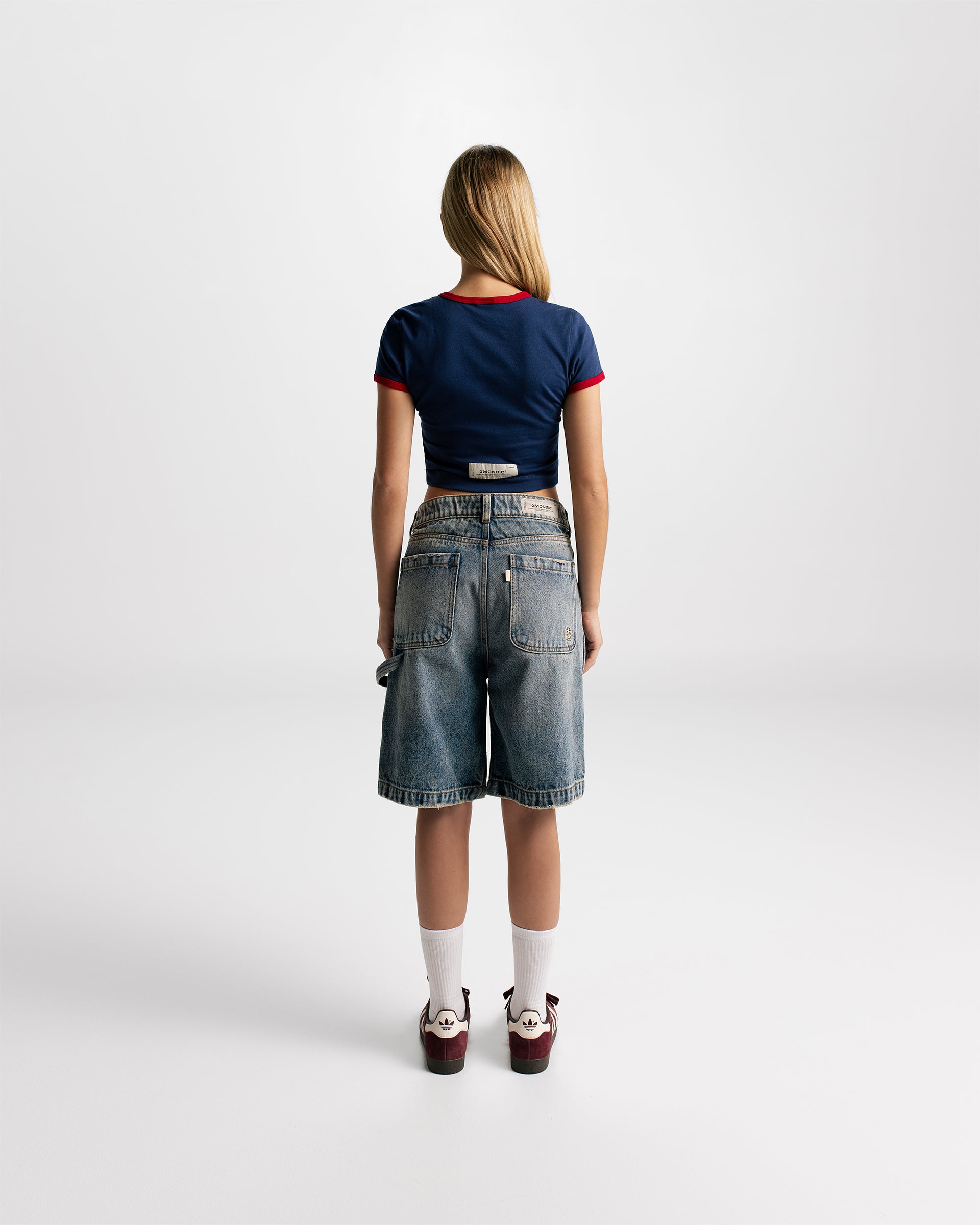 Monoic Paris Crop Top Navy Blue and Red | Parisian Dreams T-shirts | Monoic Studios