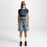 Monoic Paris Crop Top Navy Blue and Red | Parisian Dreams T-shirts | Monoic Studios