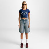 Monoic Paris Crop Top Navy Blue and Red | Parisian Dreams T-shirts | Monoic Studios