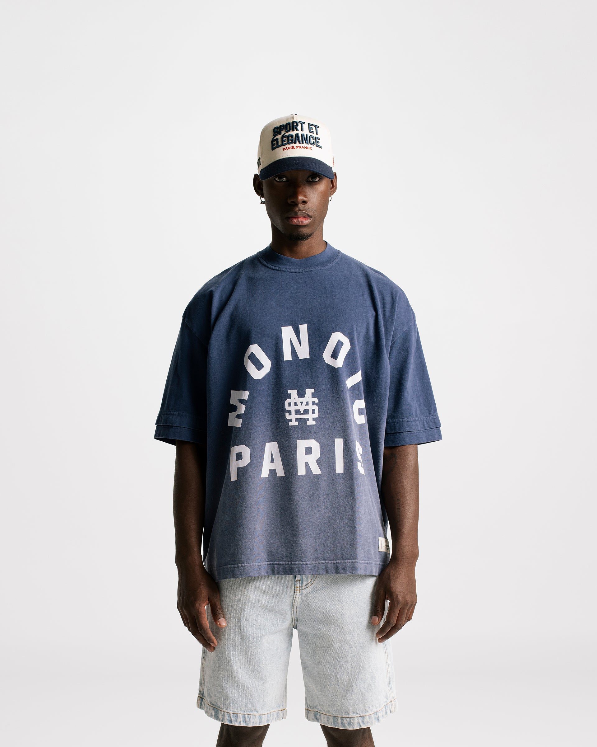 Monoic Paris Boxy Fit T-shirt Gradient Navy Blue| Parisian Dreams T-shirts | Monoic Studios