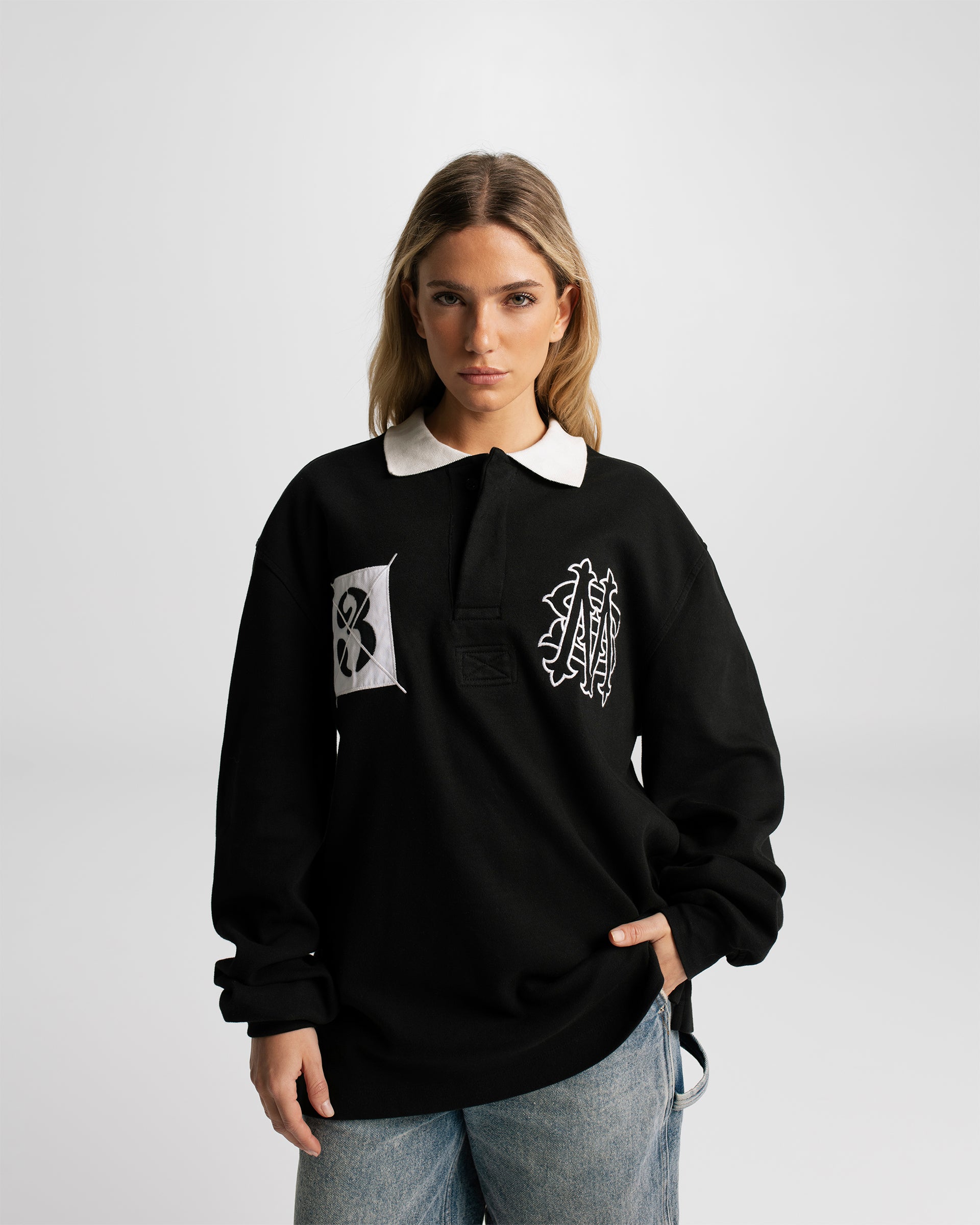 Jet Black Rugby Polo Shirt | Parisian Dreams T-shirts | Monoic Studios