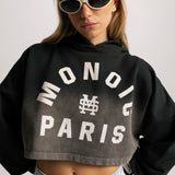 Monoic Paris Cropped Hoodie Gradient Jet Black | Parisian Dreams Hoodies | Monoic Studios