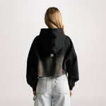 Monoic Paris Cropped Hoodie Gradient Jet Black | Parisian Dreams Hoodies | Monoic Studios