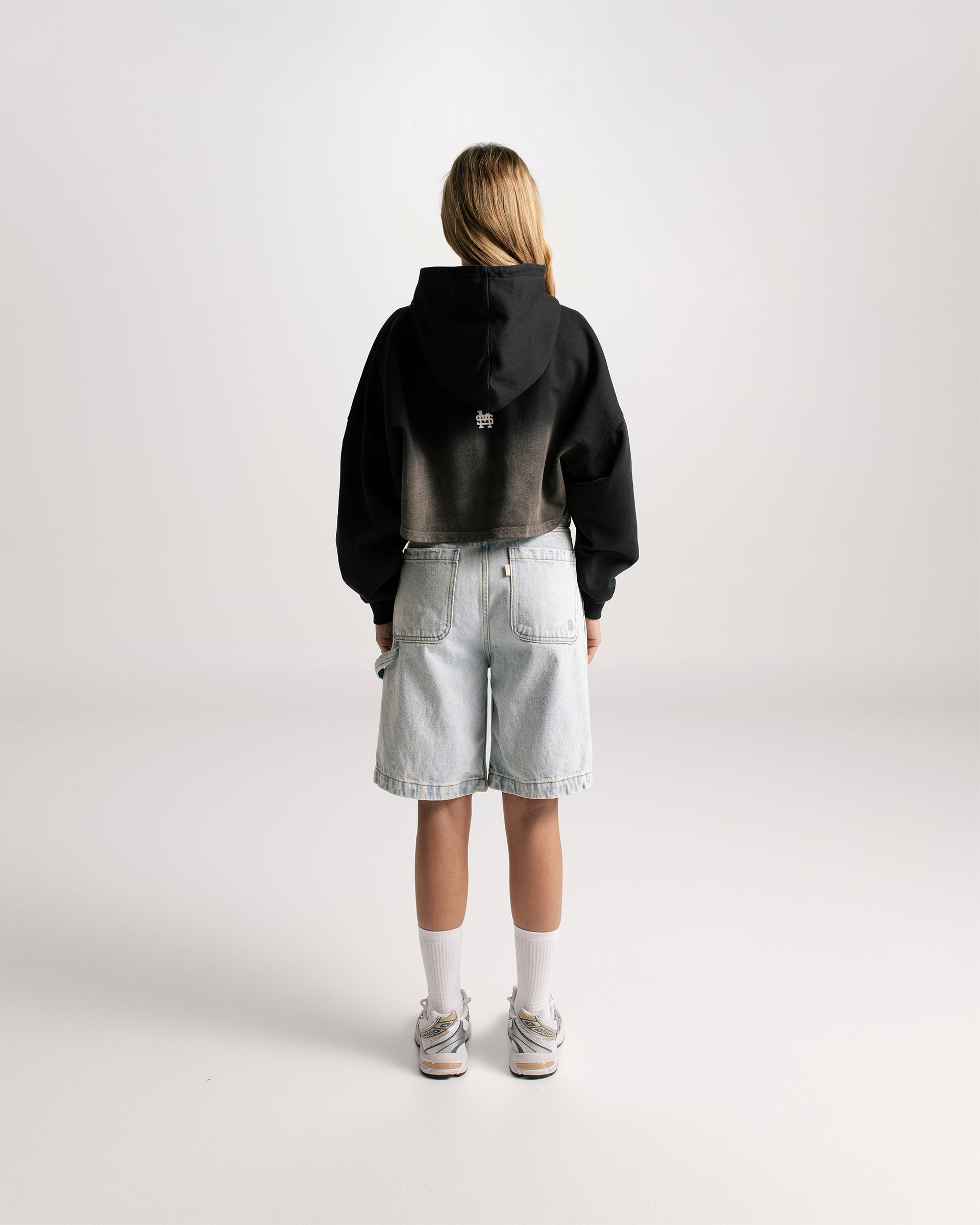 Monoic Paris Cropped Hoodie Gradient Jet Black | Parisian Dreams Hoodies | Monoic Studios