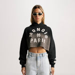 Monoic Paris Cropped Hoodie Gradient Jet Black | Parisian Dreams Hoodies | Monoic Studios