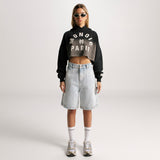 Monoic Paris Cropped Hoodie Gradient Jet Black | Parisian Dreams Hoodies | Monoic Studios