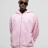 Basic Oversized Zip Hoodie V3 - Pastel Pink