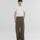 Barrel Fit Houndstooth Trousers - Brown