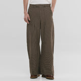 Barrel Fit Houndstooth Trousers - Brown
