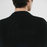 Zip Up Knit Bomber Jacket - Black