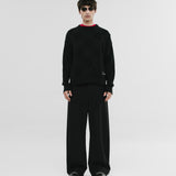 Checkered Knitwear Sweater - Black