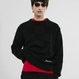 Checkered Knitwear Sweater - Black