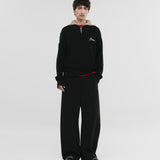 Zip Funnel Neck Knitwear - Black & Cream