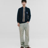 Zip Mechanic Knitted Shirt - Navy Blue