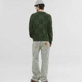 Checkered Knitwear Sweater - Olive