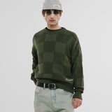 Checkered Knitwear Sweater - Olive
