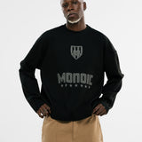 Oversized Shield Waffle Long Sleeve T-Shirt - Black (Exclusive)
