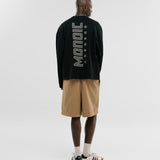 Oversized Shield Waffle Long Sleeve T-Shirt - Black (Exclusive)