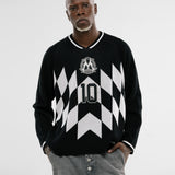 Football Jersey Knit Long Sleeve - Black