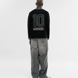 Football Jersey Knit Long Sleeve - Black
