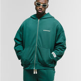 Basic Oversized Zip Hoodie V4 - Forest Green