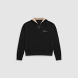 Zip Funnel Neck Knitwear - Black & Cream