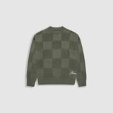 Checkered Knitwear Sweater - Olive