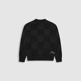 Checkered Knitwear Sweater - Black