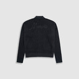 Zip Up Knit Bomber Jacket - Black