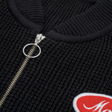 Zip Up Knit Bomber Jacket - Black