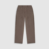 Barrel Fit Houndstooth Trousers - Brown