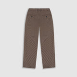 Barrel Fit Houndstooth Trousers - Brown
