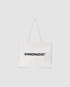 Cream drill 11 oz tote bag with laptop compartment | MONOIC Studios bags