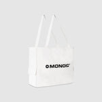 Cream drill 11 oz tote bag with laptop compartment | MONOIC Studios bags
