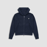 Zip Knitwear Hoodie - Navy Blue