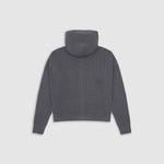 Gray  Knit Hoodie with metallic monogram and zipper